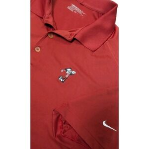 Nike X Disney Collaboration Performance Golf Polo With Swinging Mickey Logo Red